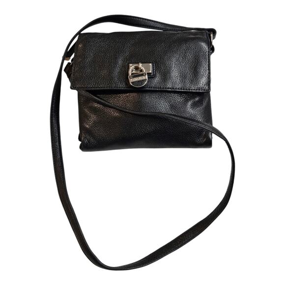 Calvin Klein Black Pebbled Leather Crossbody Purse with Faux Lock On Front - Picture 5 of 10